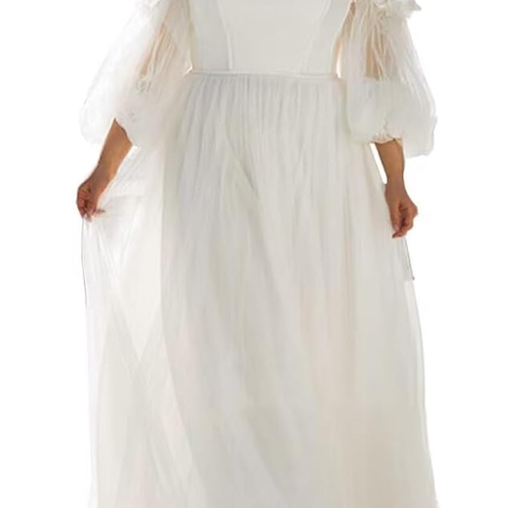Elegant White Off-Shoulder White Dress - Picture 4 of 4